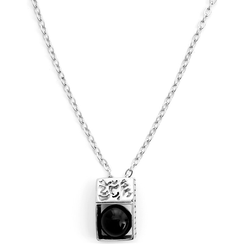 Trendhim Stříbrný náhrdelník s černou kuličkou S7-3-5785