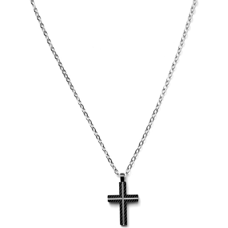 Trendhim Černo-bílý křížek s řetízkem J10-7-6227