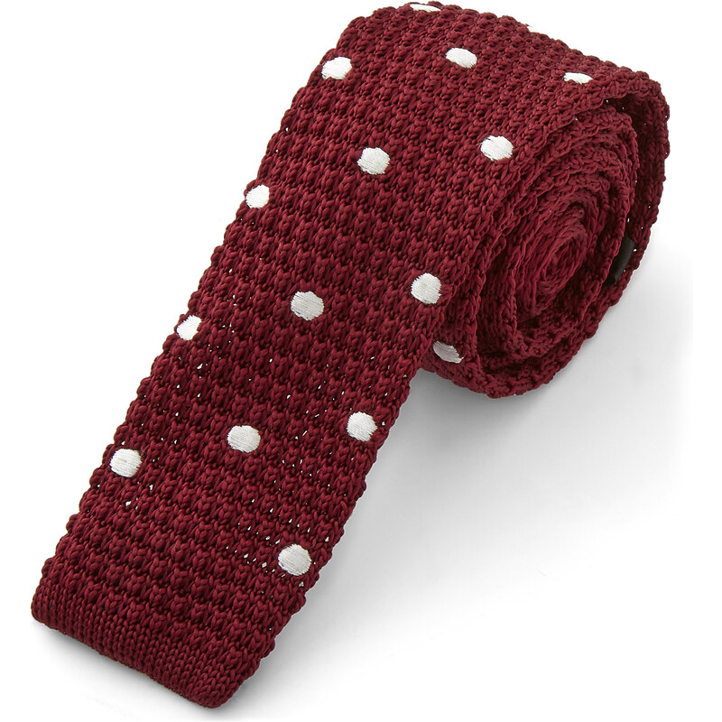 Trendhim Vínová kravata s bílými puntíky AD2-3-9834