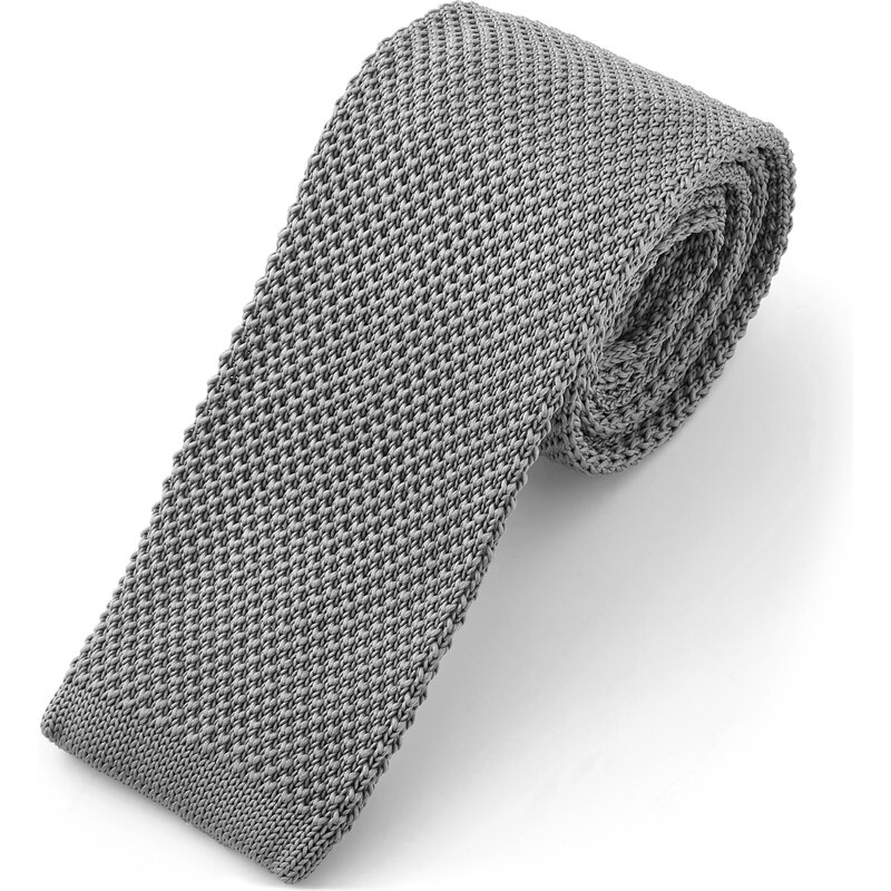 Trendhim Šedá pletená kravata S6-7-8033