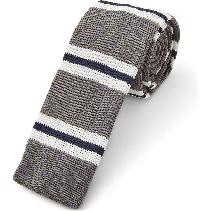 Trendhim Pletená kravata Grey & Blue S10-1-7330