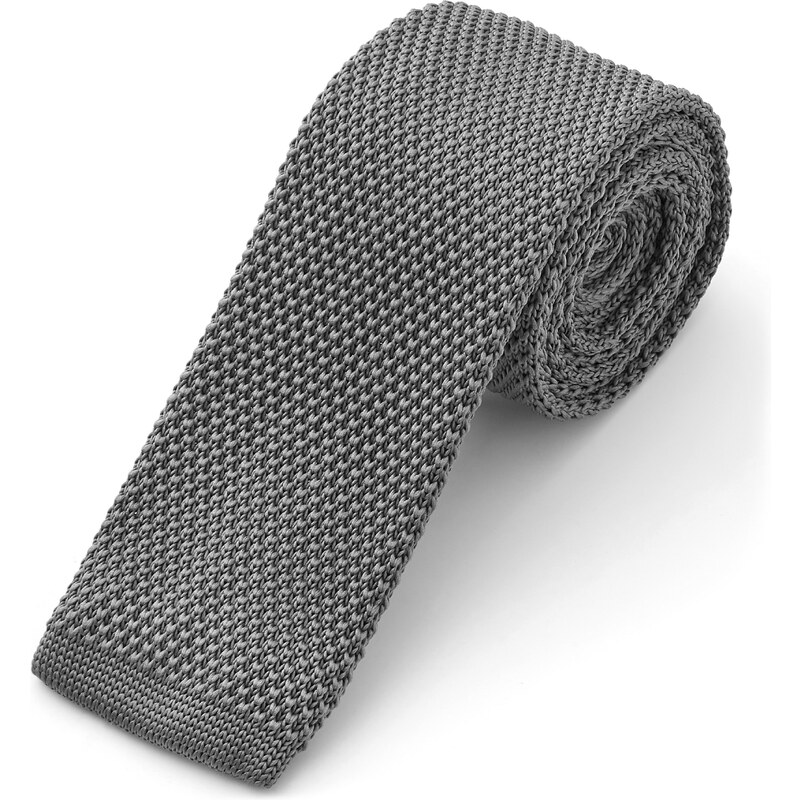 Trendhim Popelavě šedá pletená kravata P8-5-8164