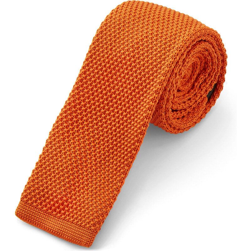 Trendhim Oranžová pletená kravata X12-1-11519