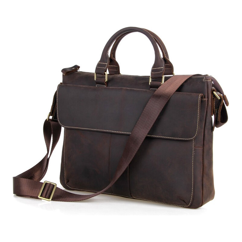 Delton Bags Tmavě hnědá klasická kožená taška Vintage AH5-2-10671