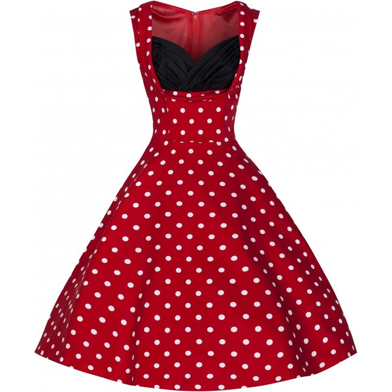 OPHELIA Red Polka - swingové retro šaty inspirované padesátými léty