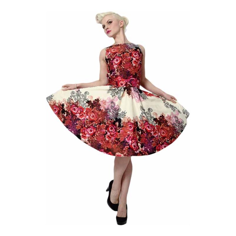 TEA DRESS květované šaty nad kolena insporované padesátými léty