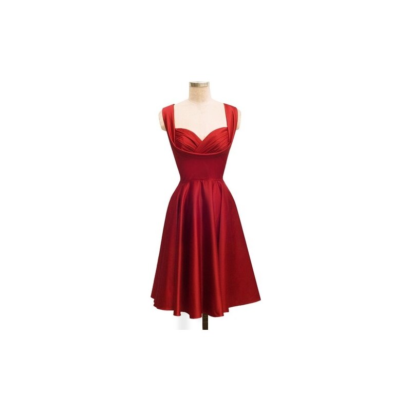 OPHELIA satin red - retro šaty v barvě vlčích máků - 50.léta
