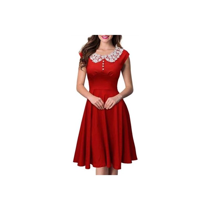 EMILIE červené šaty y s krajkou - 40.léta - Retro šaty