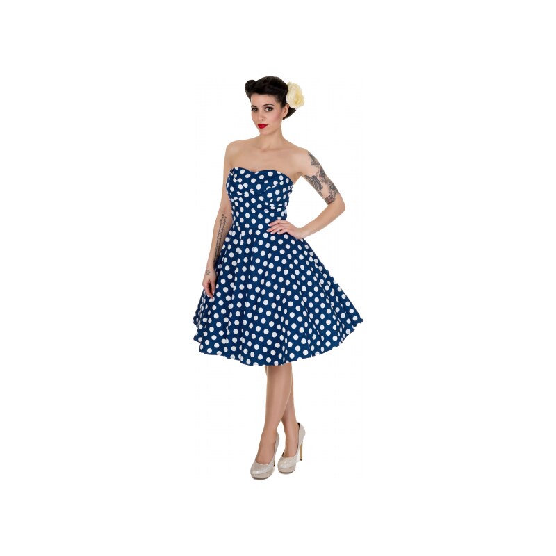 MELISSA modré puntíkované šaty na ples i na piknik - 50.léta