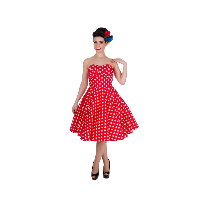 MELISSA červené puntíkované šaty na ples i na piknik - 50.léta
