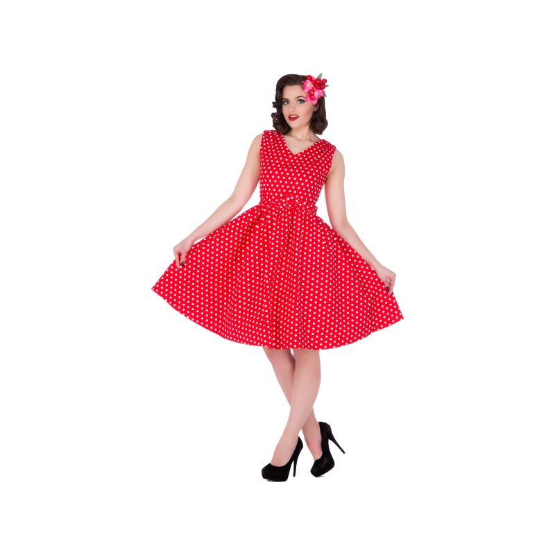 WENDY červené puntíkované šaty na ples i na piknik - 50.léta