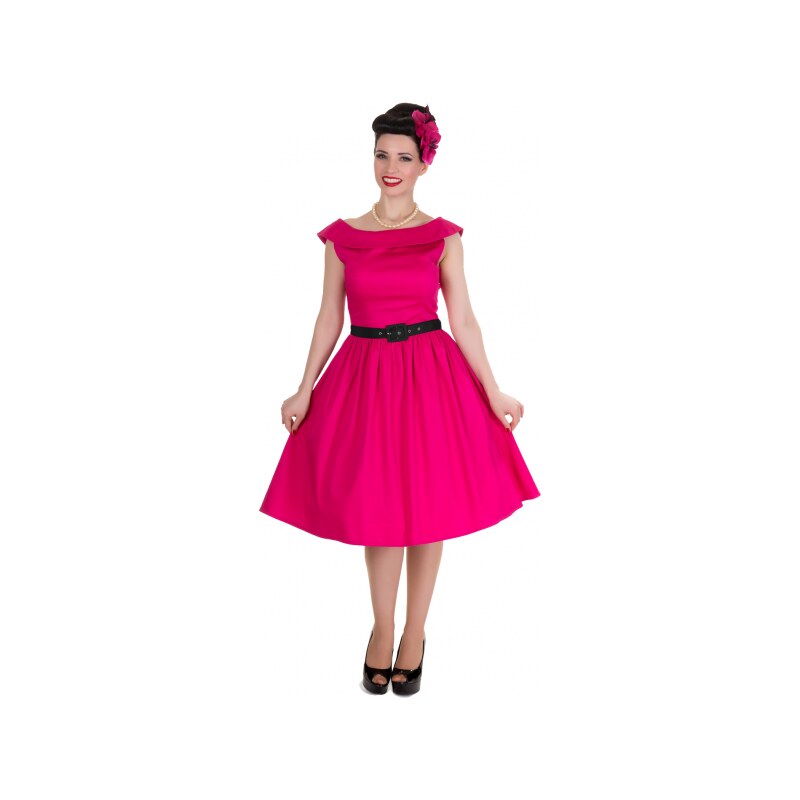 CINDY swingové růžové retro šaty - 50.léta