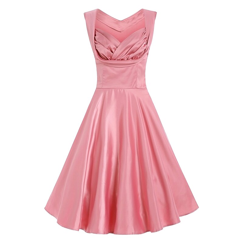 OPHELIA saténové - společenské šaty v růžové barvě z 50.let