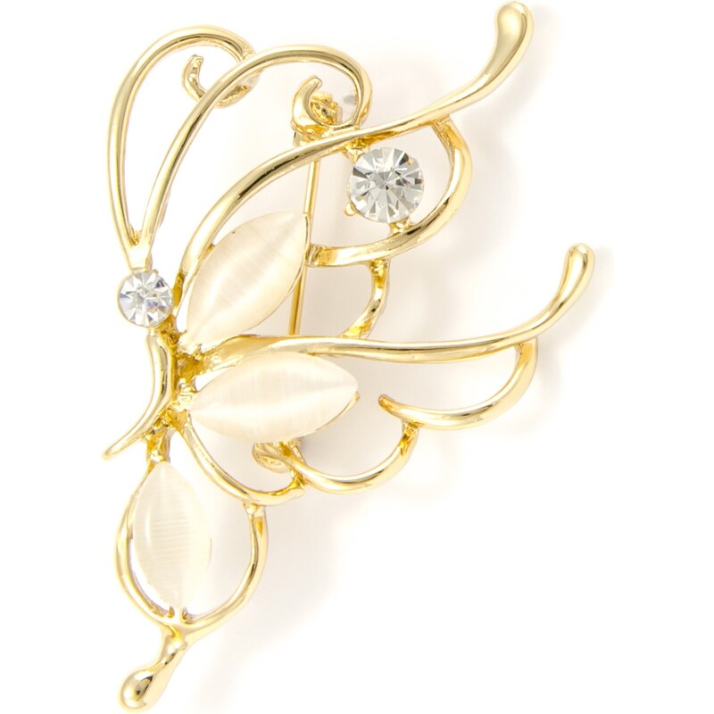 JewelsHall Brož motýl s krystaly - zlatá