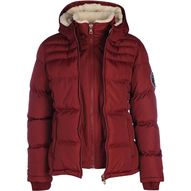 SoulCal 2 Zip Bubble Jacket dámské Burgundy