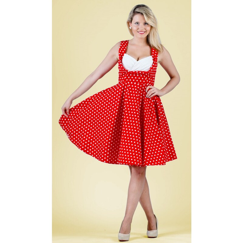 Dolly and Dotty retro šaty Grace s puntíky, červené