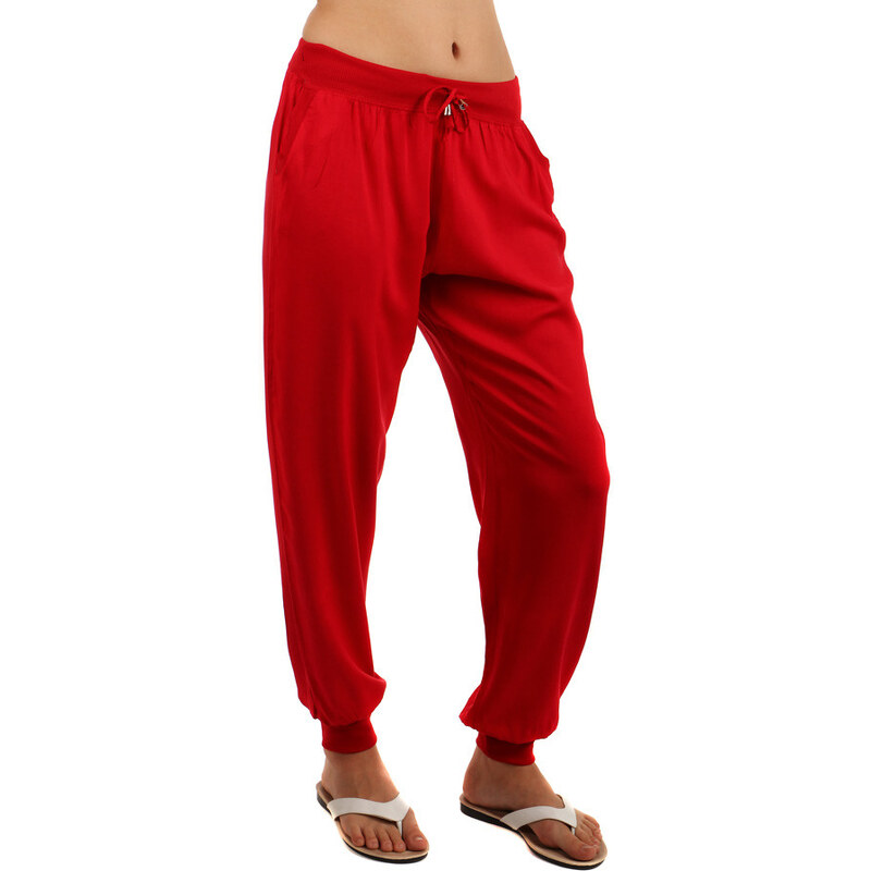YooY Dámské volné bavlněné kalhoty (červená, 2XL)