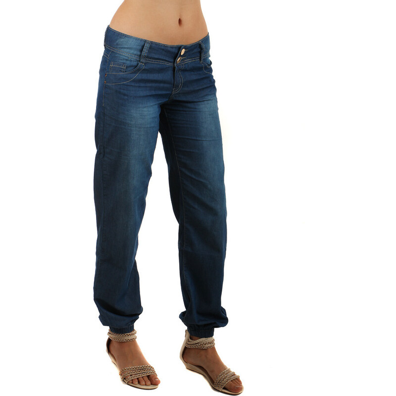 YooY Dámské volné riflové kalhoty (modrá, 34)