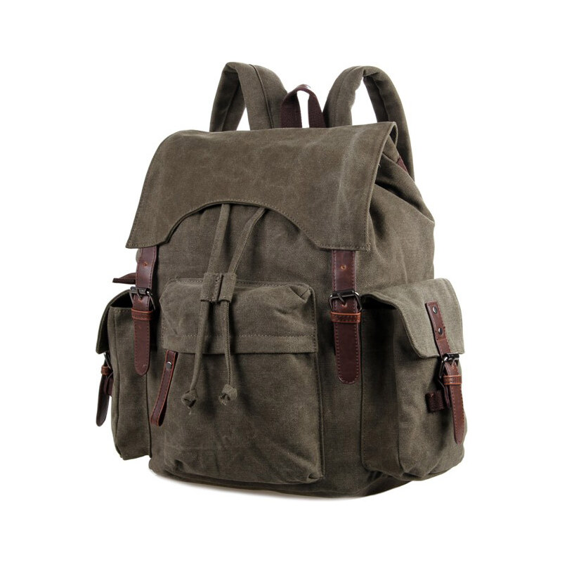 Delton Bags Plátěný batoh ve vojenské zelené barvě Laguna H9-9-8027