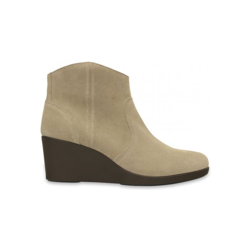 Crocs Leigh Suede Wedge Bootie 37-38 (W7) / Tan