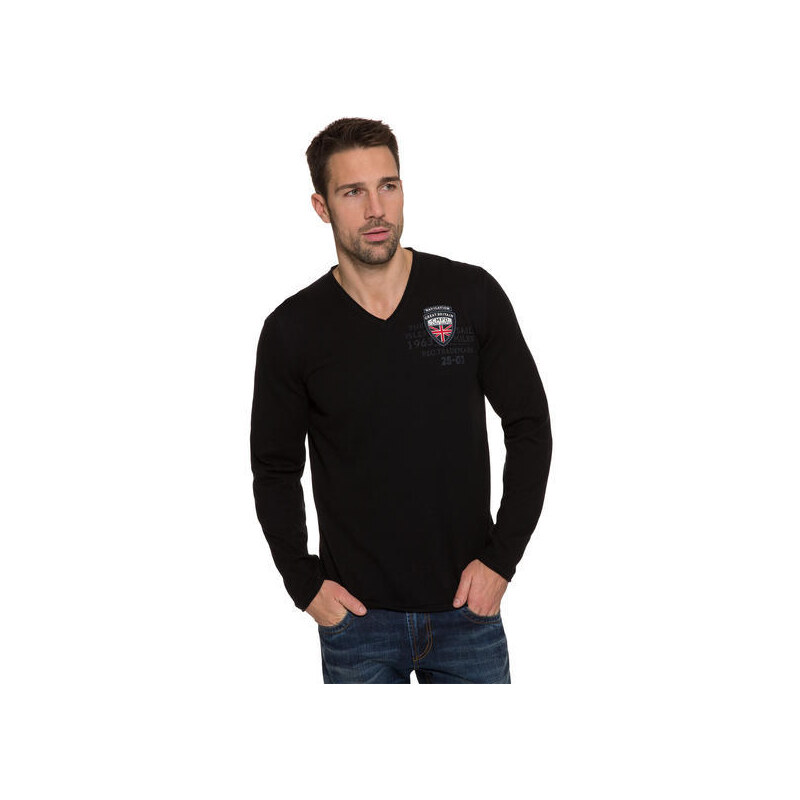 Ležérní černý svetr s výšivkou|XXXL Camp David 188647