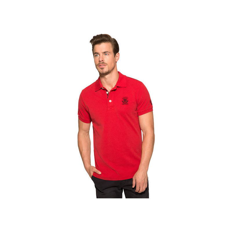 Červené polo tričko s vyšitým černým logem|XL Camp David 209168