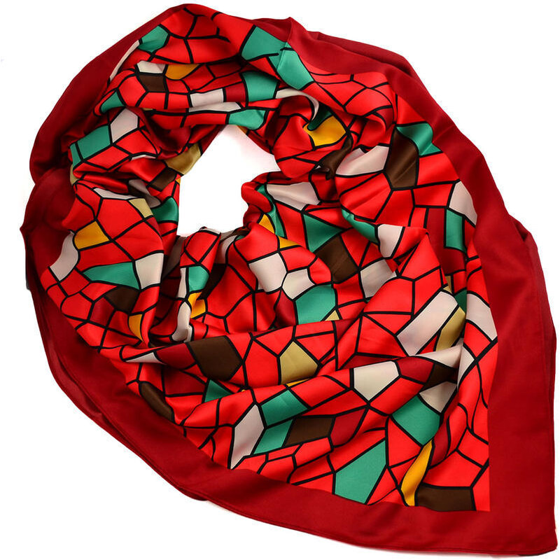 Velký šátek 69pl009-20.02 - červenooranžová vitráž