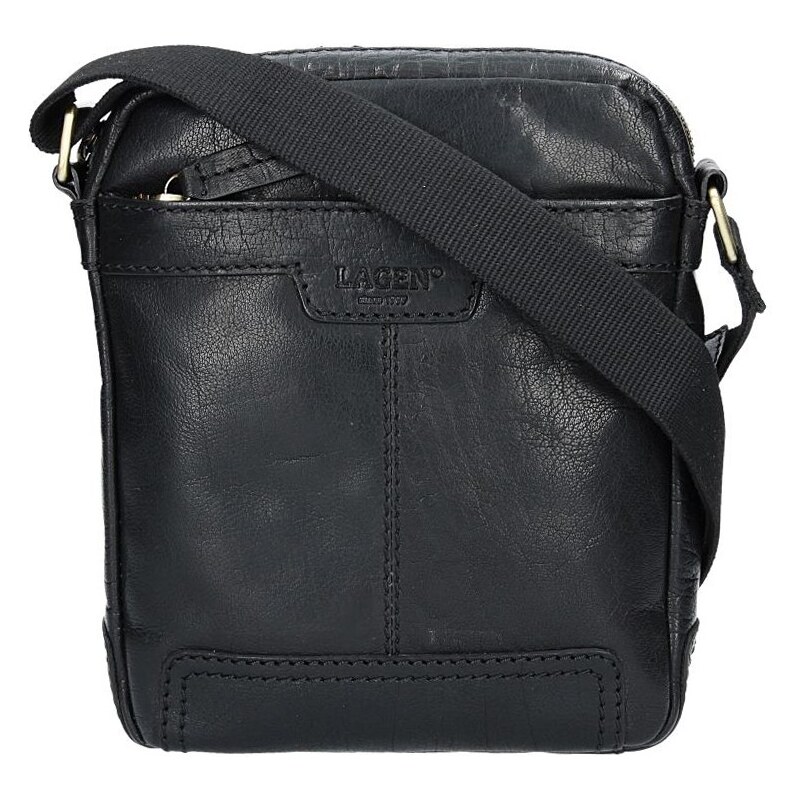 Pánská kožená taška přes rameno Lagen 20654 - černá