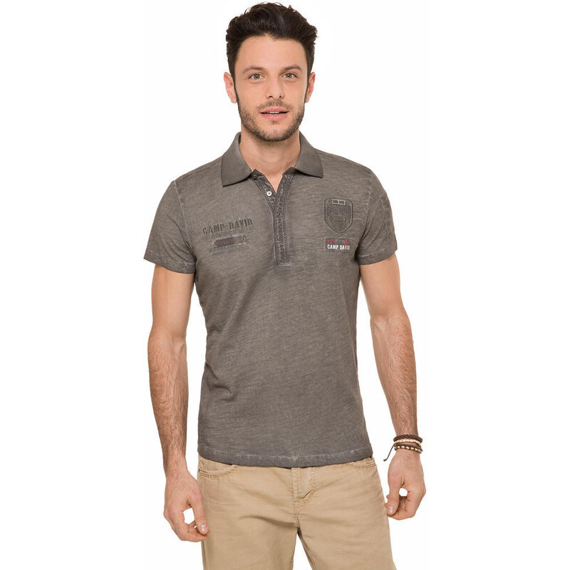 Khaki polo tričko s límcem|S Camp David 408554