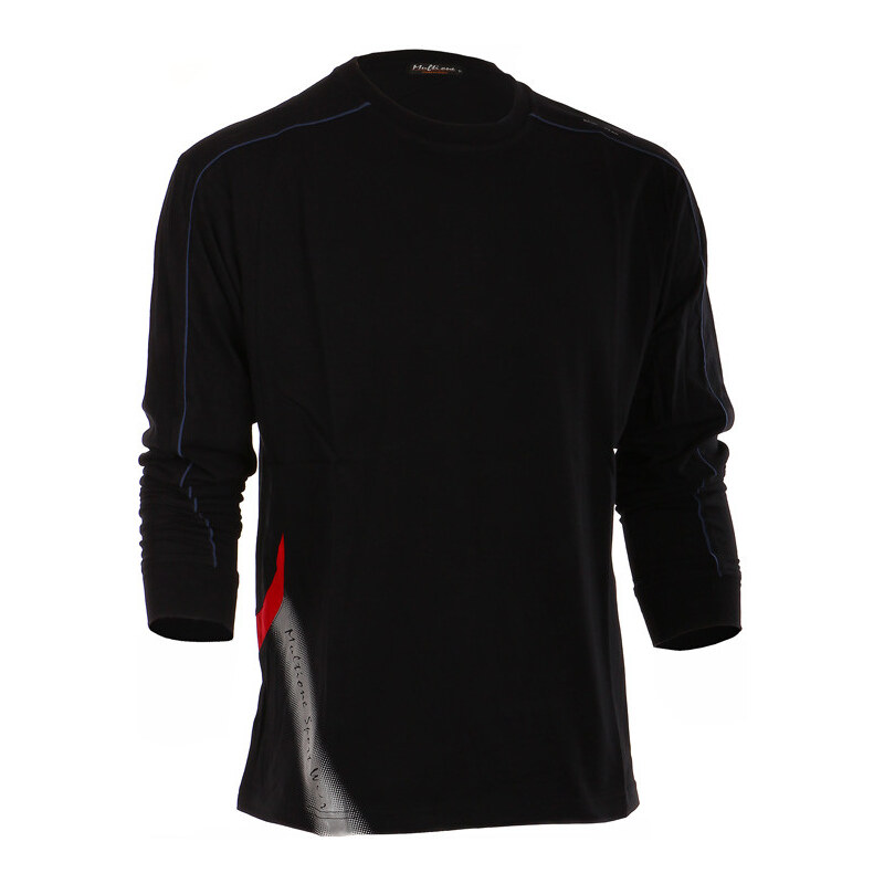 TopMode Bavlněné pánské triko s dlouhým rukávem černá