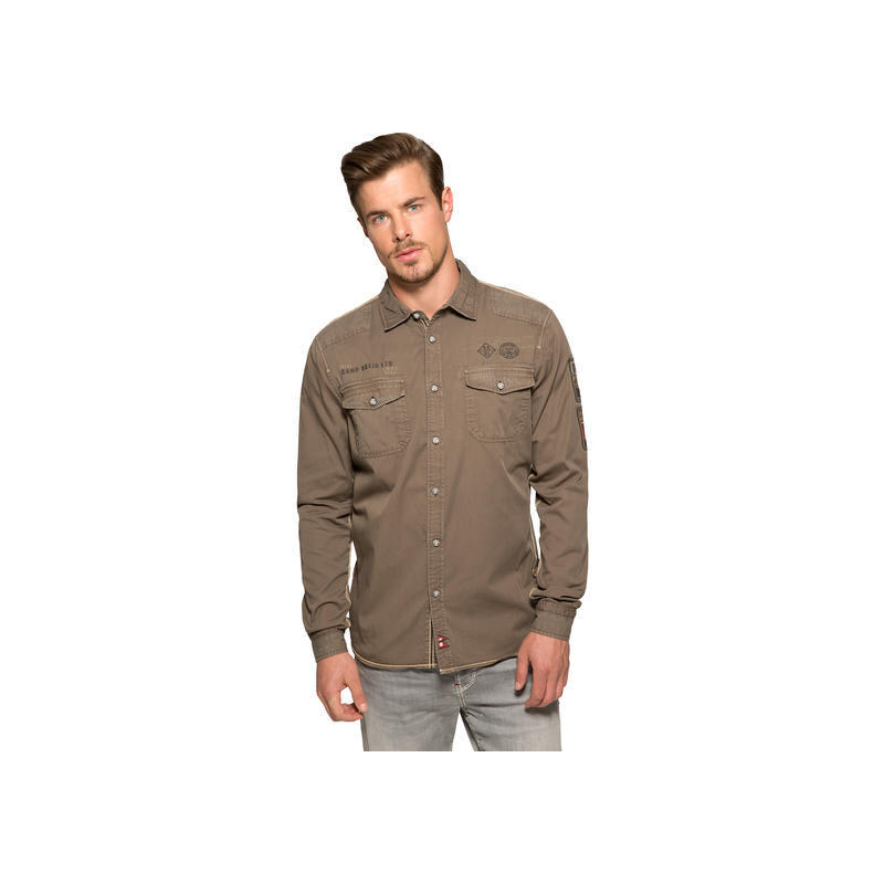 Khaki košile s náprsními kapsami|XXXL Camp David 284578