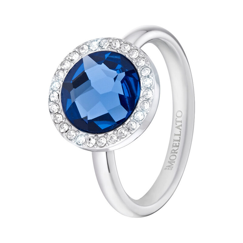 Morellato Ocelový prsten s modrým krystalem Essenza SAGX15