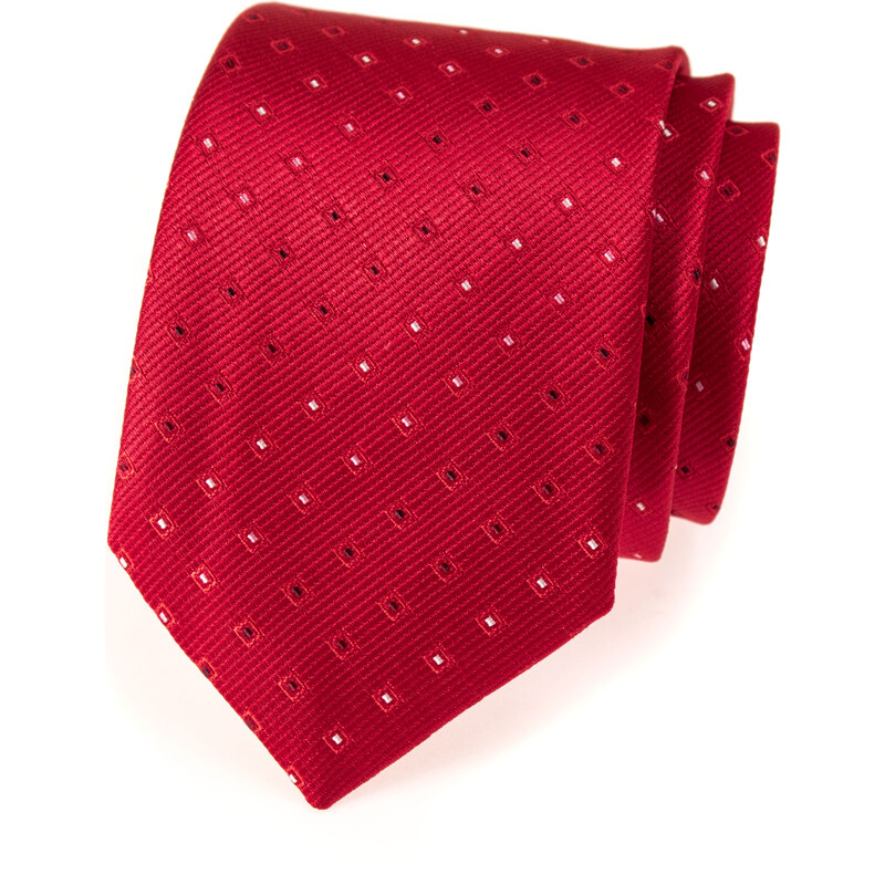 Avantgard Červená kravata s černými a bílými čtverečky_