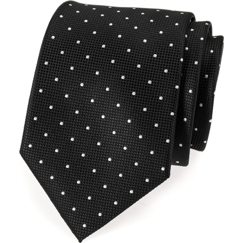 Avantgard Černá kravata s malými bílými puntíky