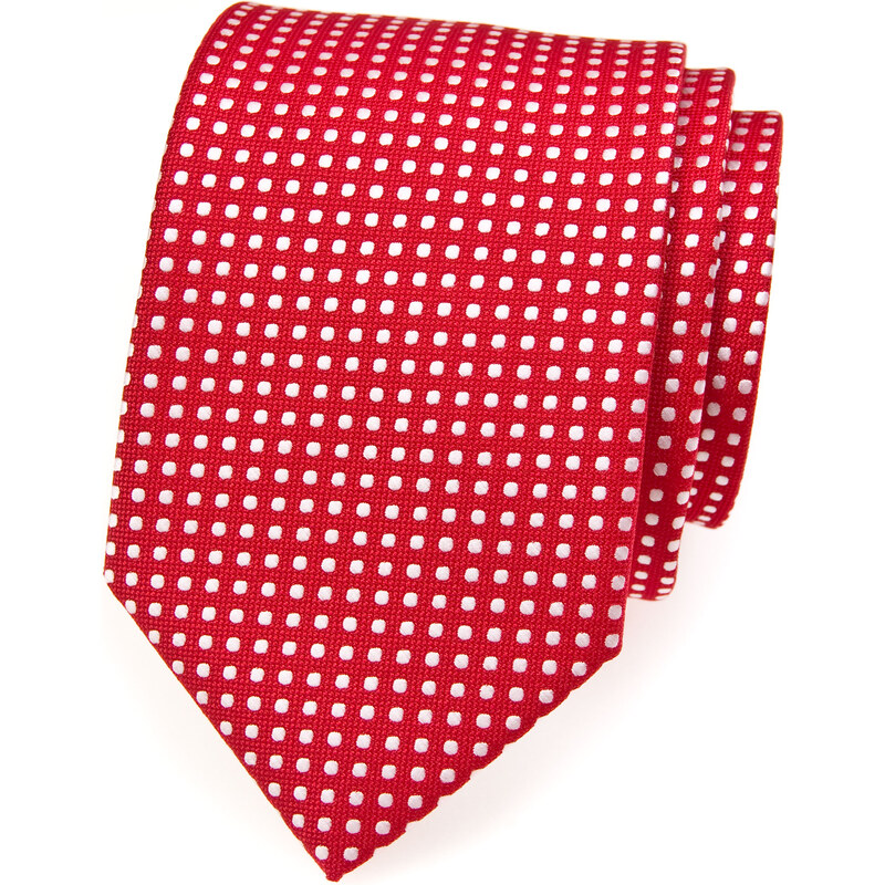 Avantgard Červená kravata s bílými puntíky_