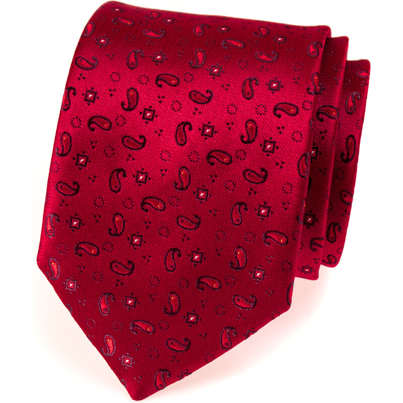 Avantgard Červená kravata s malými rybkami_