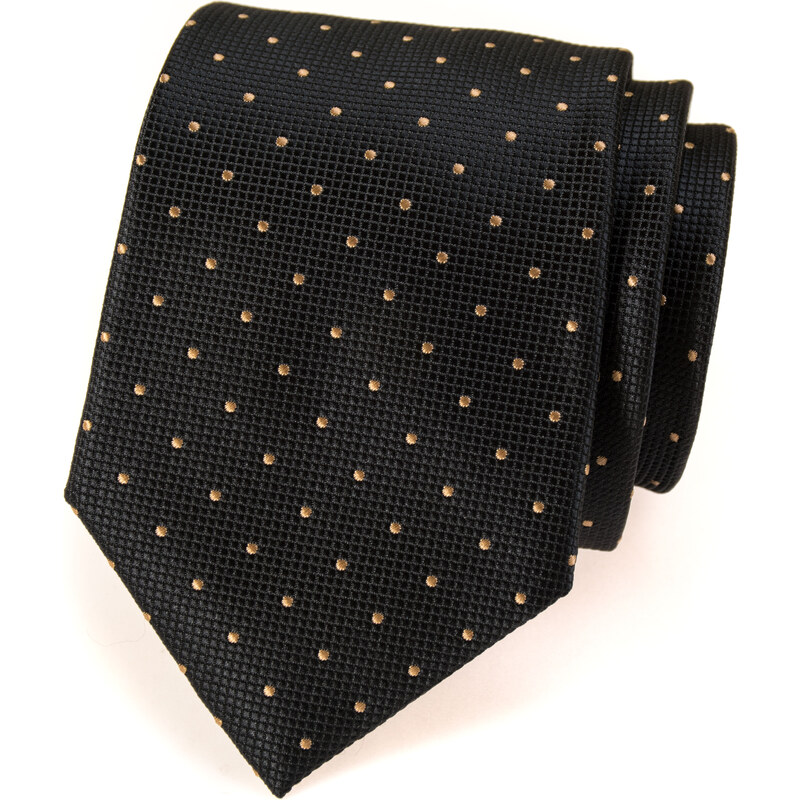 Avantgard Černá kravata se zlatými puntíky_