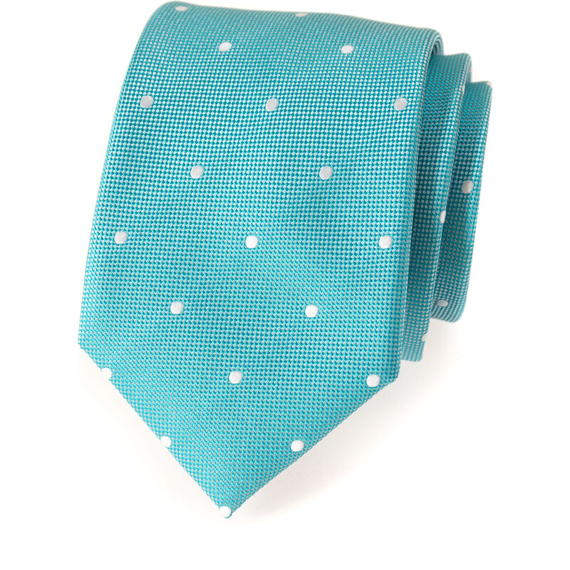 Avantgard Světle tyrkysová kravata s puntíky_