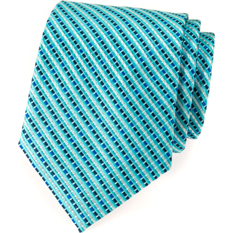 Avantgard Zářivě tyrkysová kravata s proužky_