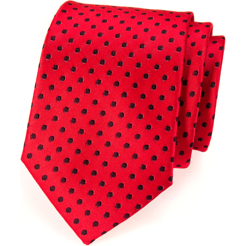 Avantgard Červená kravata s černými puntíky_