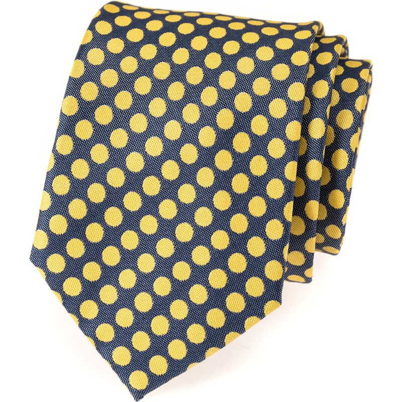 Avantgard Modrá kravata se žlutými puntíky