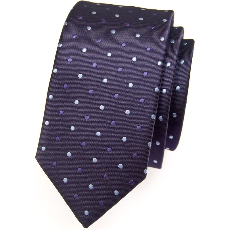 Avantgard Tmavě modrá kravata s barevnými puntíky