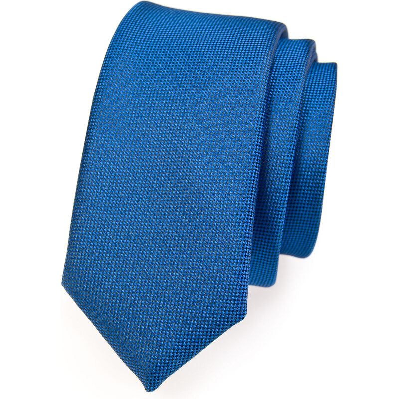 Avantgard Zářivě modrá slim jednobarevná kravata