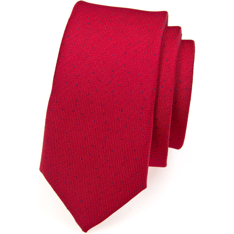 Avantgard Červená slim kravata s nenápadným vzorem_