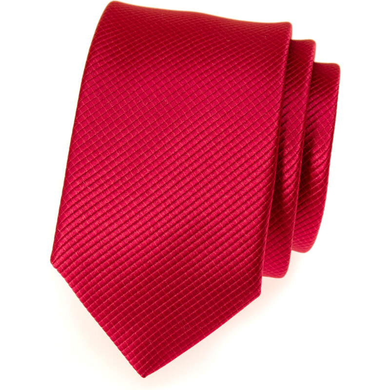 Avantgard Červená SLIM kravata s vyrytým vzorem_