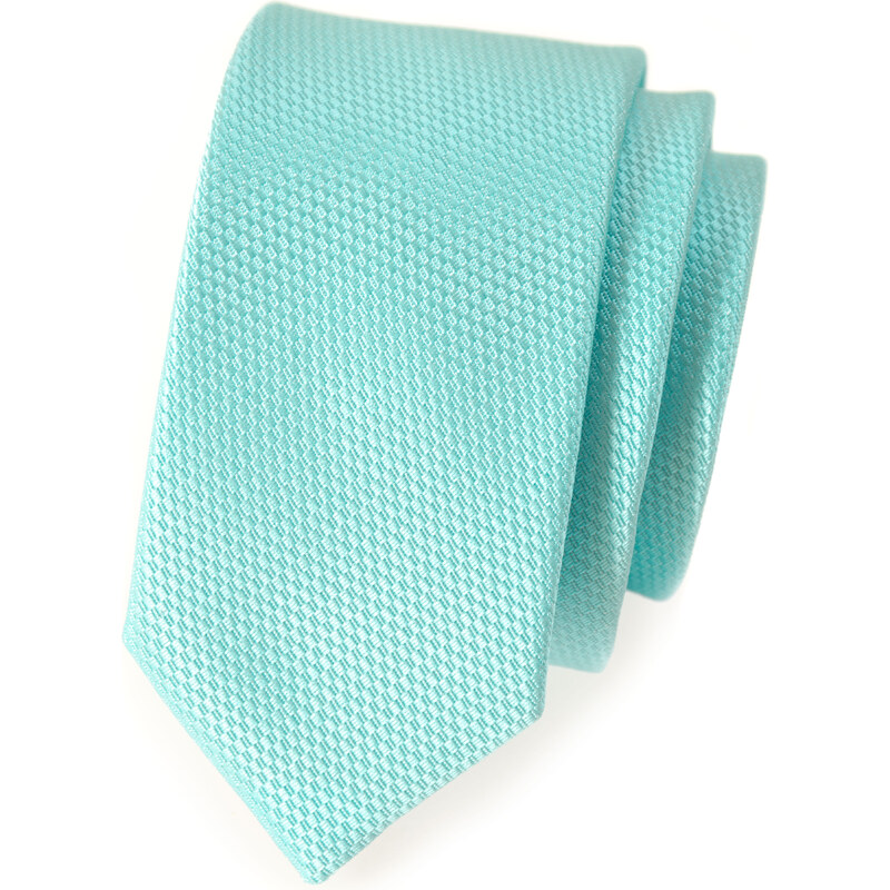 Avantgard Světle mátová slim kravata s šitým vzorem_