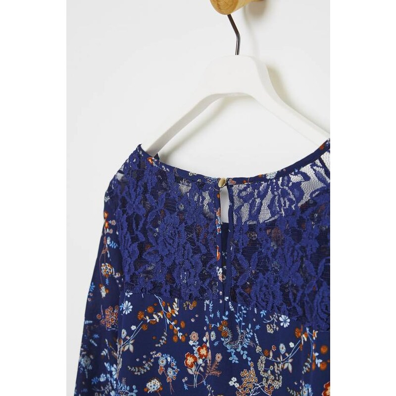 Terranova blouse with floral print lace insert