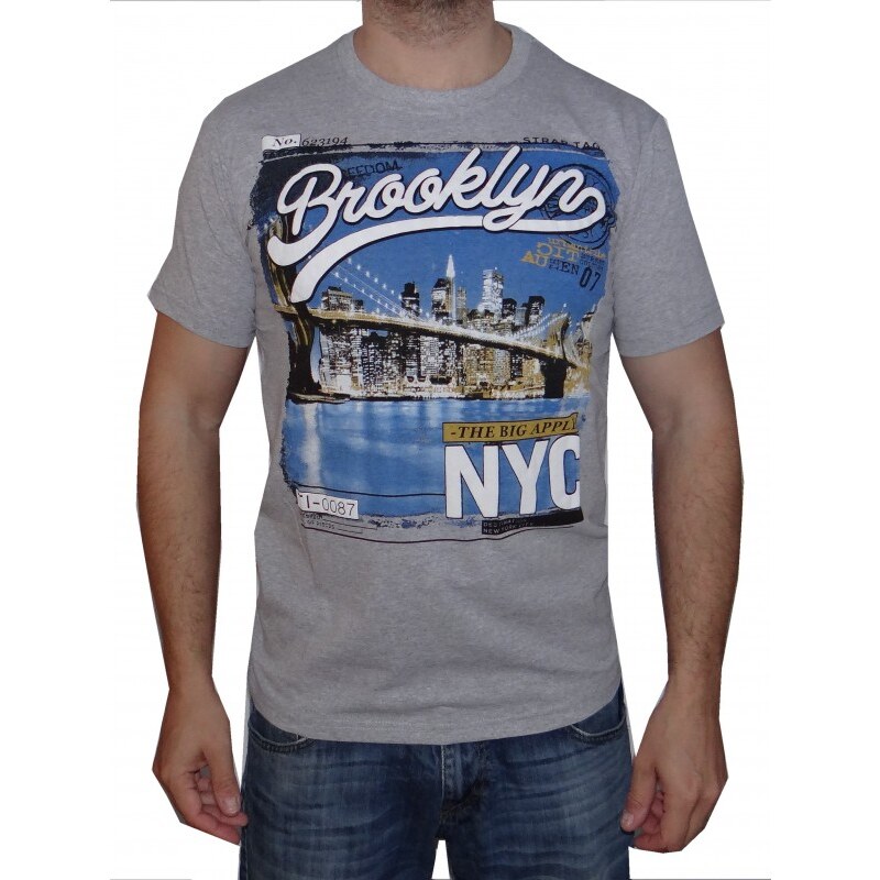STE. STARLEE Pánské tričko s krátkým rukávem Brooklyn světle šedé