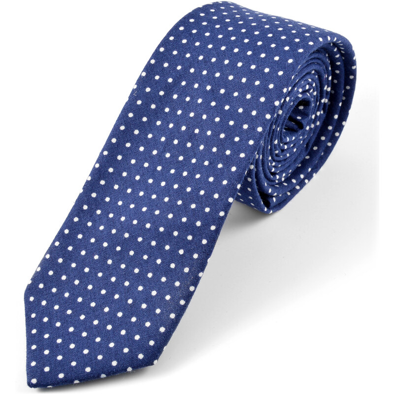 Trendhim Bavlněná puntíkovaná kravata v námořnické modré A14-2-8843