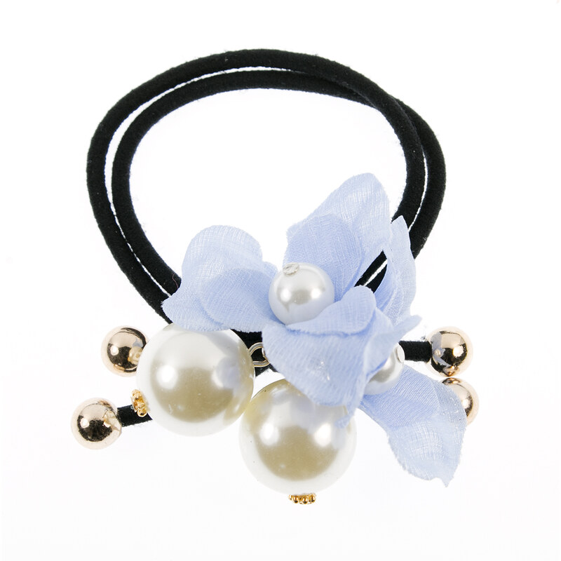 Fashion Icon Gumička do vlasů dvouřadá s květinou a perlou VG0025-05